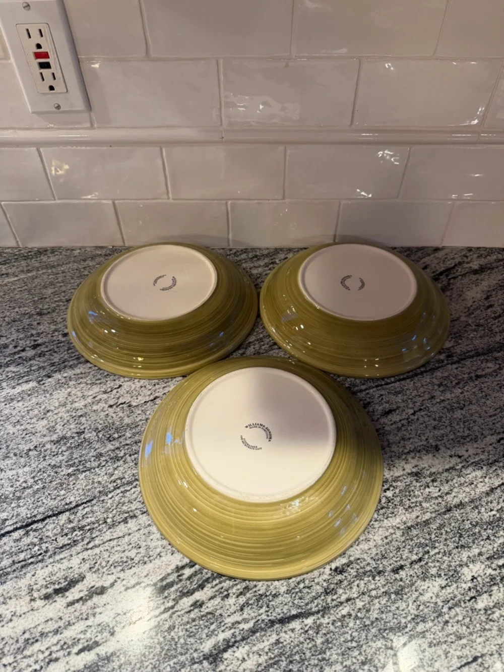 Vintage Williams Sonoma LIGURIA Set of 3 Individual 9 3/4 “ Pasta Bowls-Olives